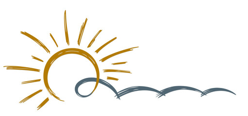 A pen sketch of sun and sea. 
