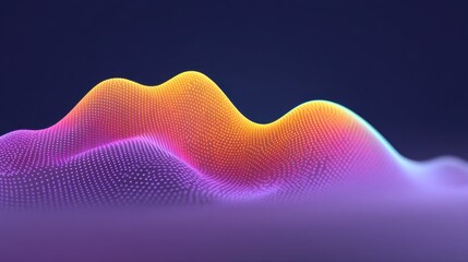Abstract colorful waveforms with vibrant gradients and soft curves on a dark background, illustrating the concept of sound, music, and digital art
