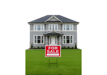 house with for sale sign isolated on transparent background