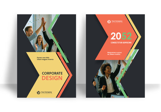 Business Report Cover Template &ndash; Colorful  Geometric Layout (A4)	
