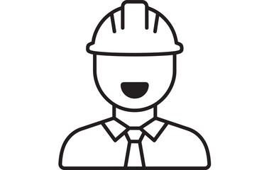 Obraz premium Construction worker head wearing hard hat tie and smiling on transparent background silhouette
