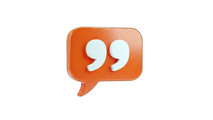 3D Quote Bubble Icon on White Background
