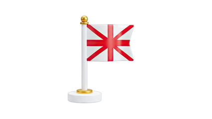 3D Render of a Flag on a Stand Isolated on White