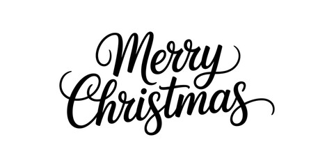 Elegant black and white calligraphic merry christmas greeting text design Vector, illustration