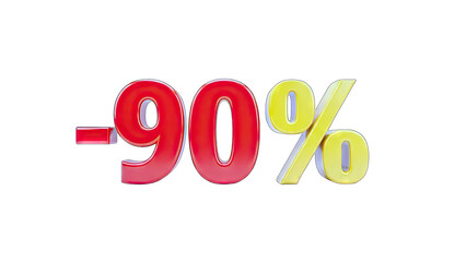 90% Off Sale - Discount Concept on White Background