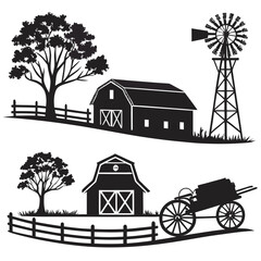 Rustic farm silhouettes