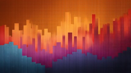 Abstract Digital Background with Colorful Bars and Grid, Ideal for Technology and Business Themes in Modern Presentations and Creative Designs