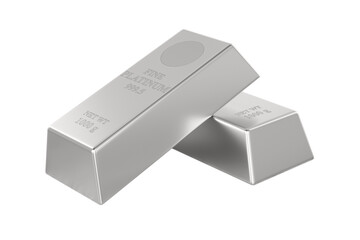 Platinum bar on white background. Isolated 3D illustration