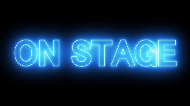 Animated ON STAGE neon sign. ideal for concerts, live performances, and streaming setups, concepts. flickering neon on stage text animation