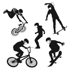 Fototapeta premium Silhouettes of extreme sports athletes