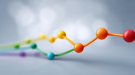 Colorful abstract line graph showing upward trend with circular markers against a blurred light background, illustrating growth and data analysis concepts