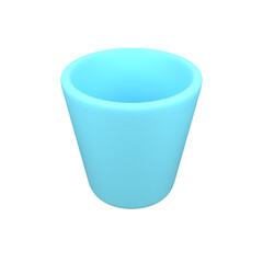 3D Minimalist Blue Plastic Cup or Trash Bin Icon