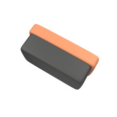 3D Minimalist Black and Orange Eraser Icon