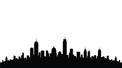 Naklejka premium Black and white silhouette of a modern city skyline