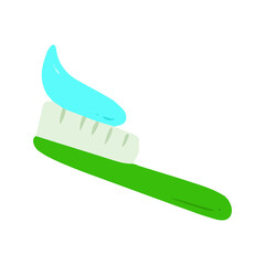 Hand-Drawn Toothbrush with Paste Illustration, Minimalist Dental Hygiene