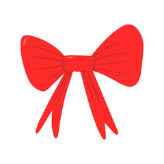 Cute Bright Red Ribbon Bow Illustration for Gift Wrapping