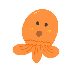 Cute Orange Octopus Sea Creature Illustration with Wide Eyes