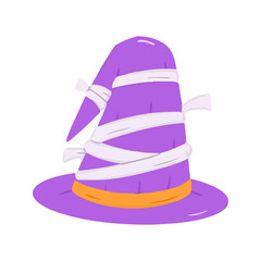 Spooky Purple Witch Hat Wrapped in White Bandages