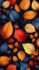 Colorful autumn leaves seamless pattern.