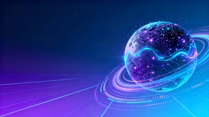 Obraz premium A glowing blue-purple Earth