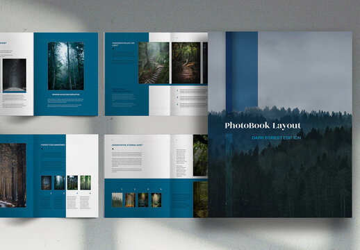 Dark Blue Melancholia PhotoBook Forest And Fog Brochure Layout