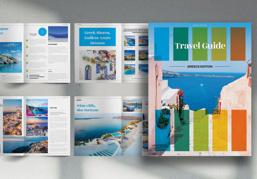 Colorful Travel Guide Greece Edition Brochure Layout