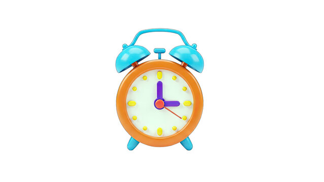 Colorful Alarm Clock Displaying Time on White Background