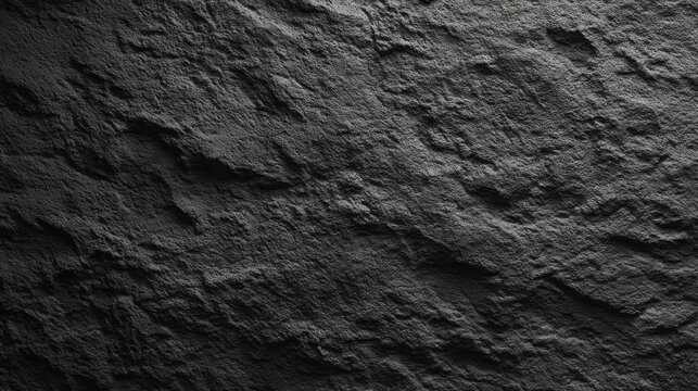 Close-up of a black textured surface resembling rough stone or rock with uneven granular appearance and depth variations