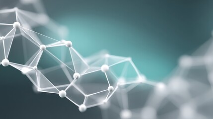 Abstract illustration of molecular structure with connected lines and nodes against a soft gradient background, ideal for science and technology projects