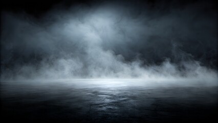 Mysterious foggy night scene with dark atmosphere