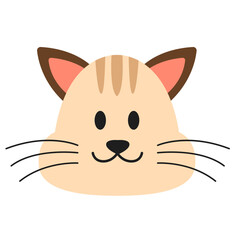 Flat Cartoon Illustration Cute Striped Kitten Head Animal Face Icon