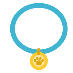 Flat Design Pet Collar with Paw Print Tag Illustration