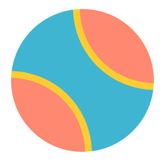 Flat Design Two Tone Tennis Ball Round Shape Sport Illustration