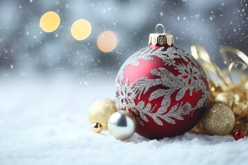 Christmas background ornament snow winter gift and copy space concept by AI Generated