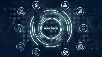 Martech marketing technology concept on virtual screen interface. Business, Technology, Internet and network concept. - Powered by Adobe