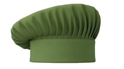Olive green chef s hat PNG isolated on transparent background, professional kitchen headwear for cooking and culinary arts