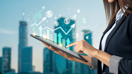 business man drawing chart