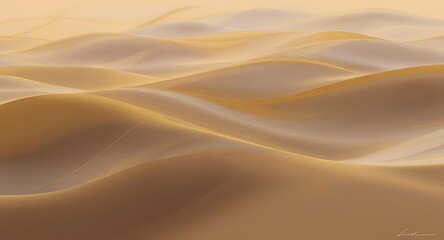 Golden desert sand dunes wave in serene landscape