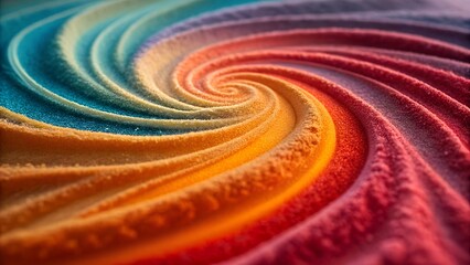 Obraz premium Vibrant swirling rainbow sand pattern background texture