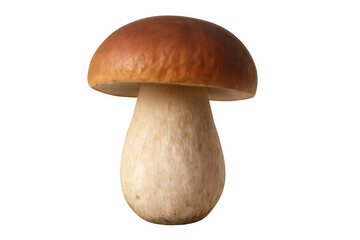 Porcino mushroom, boletus edulis, displaying its edible cap and stem, a fresh organic fungus for cooking on transparent background