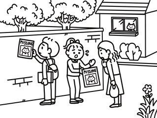 Couple Putting Up Missing Pet Posters