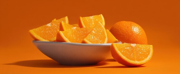 The Orange Bowl Featuring Fresh Orange Slices on Vivid Orange Background