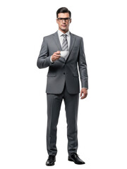Obraz premium Confident businessman in formal attire isolated on transparent background