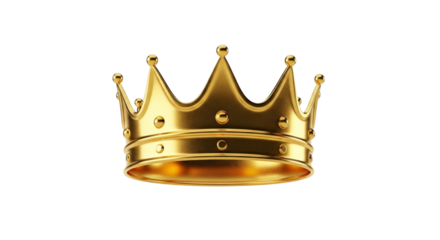Golden crown with spikes and jewels isolated on transparent background