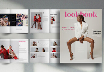 Pink Fashion Promo LookBook Editorial Brochure Layout
