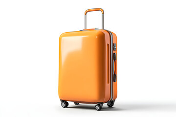 Modern suitcase with sleek design, smooth surface, and extended handle, ideal for travel, isolated on white background.