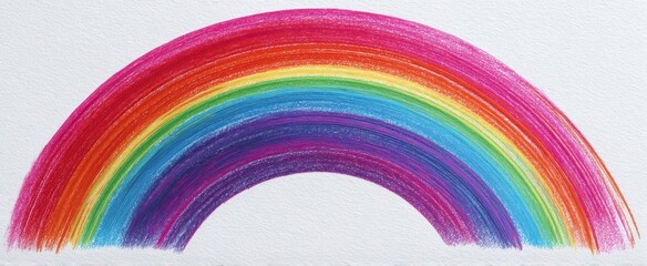 Obraz premium The rainbow painted with bold brushstrokes on textured white paper background
