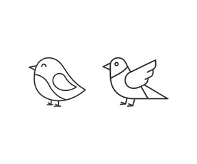 Simple black line bird illustrations