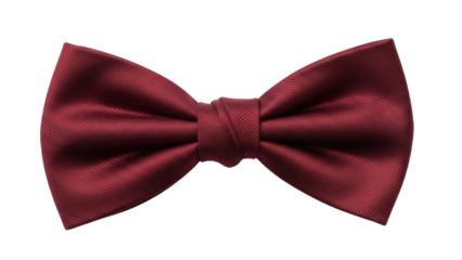 Elegant maroon bow tie isolated PNG on transparent background, formal neckwear for special occasions and events, classic men s fashion accessory
