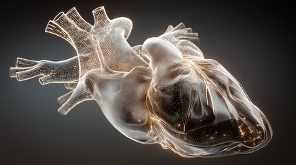 heart anatomy in glowing on dark background